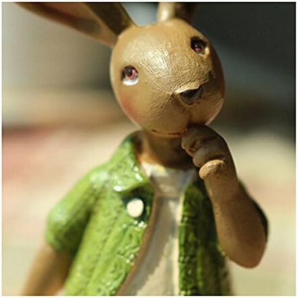 2 st Resin Bunny Figurines Påskdekoration stå