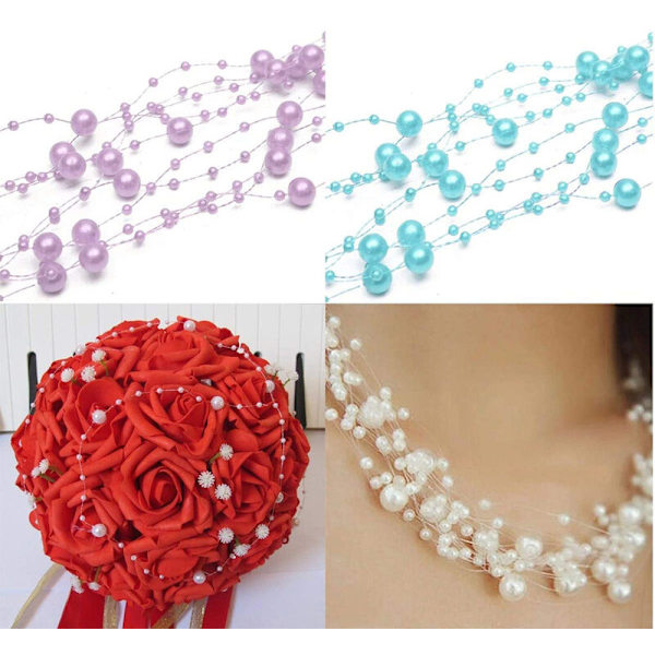 B&S FEEL 5mm Faux Pearl Beads Garland Pearl Bead Roll Strand for Wedding Decoration, 99 Feet? Roll, blue