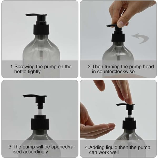 Styck 500 ml Tvåldispenser Tomma Plastflaskor med Pump Påfyllningsbara för Eteriska Oljor, Lotioner, Schampo, Balsam (Grå)