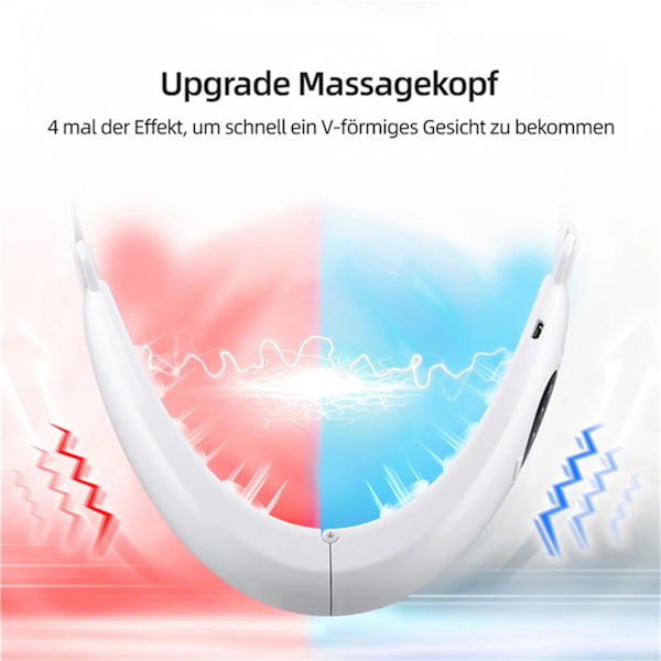 Ansiktslyftningsapparat Massager Mikroström V-formad Ansiktsvibrationsmassager Dubbelhaka Minska Ansiktslyftning(vit)-9-26