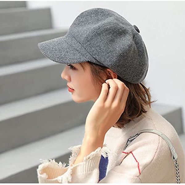 Solskydd för damer Basker Girls Newsboy Cap Japansk målarhatt för höst (svart)