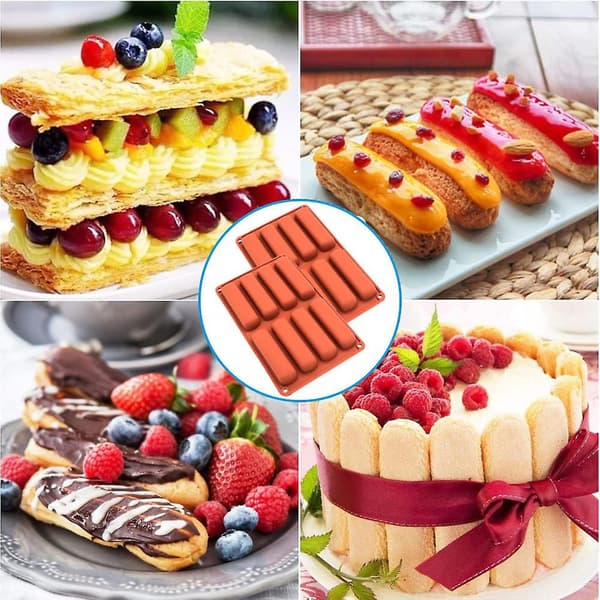2 st formar, kex silikonform, chokladkakformar, rektangulära silikonformar, fingerkex silikonform
