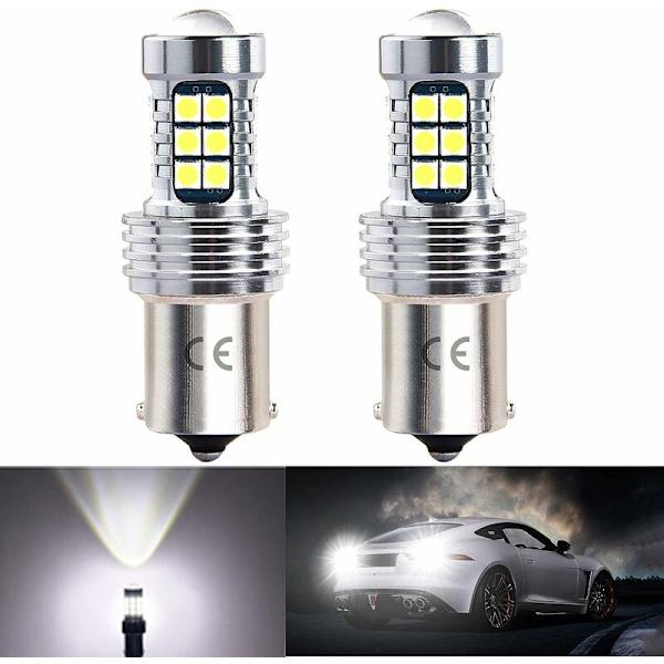 1156 P21w Ba15s 12v-24v LED-autonpolttimo, 1200 lumenin valkoinen 6500K, HD-linssillä, käytetään takavaloissa, peruutusvaloissa, takasumuvaloissa jne. (2 kpl)