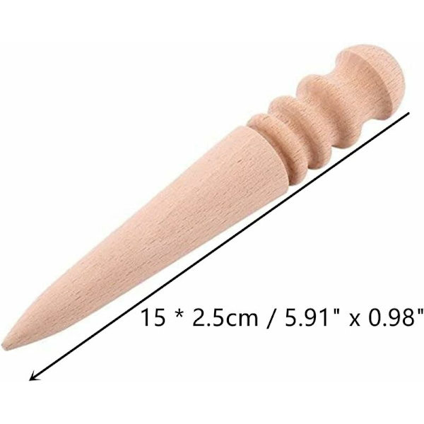 Set med 3 träläderkanter poleringsverktyg för DIY-läderarbete (rund + platt + kaka)
