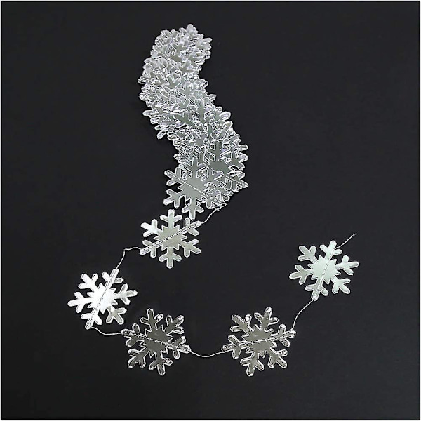 Silver Snowflake Garland - Vinterunderland Festdekoration, Julgranshängande Dekor, Streamer, Banner för Frozen Födelsedag, Semester, Nytt År, W