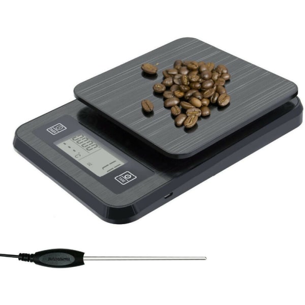 0,1 g synkron elektronisk köksvåg Hushålls kaffevåg Bärbar handmanövrerad termostatisk kaffevåg USB laddning