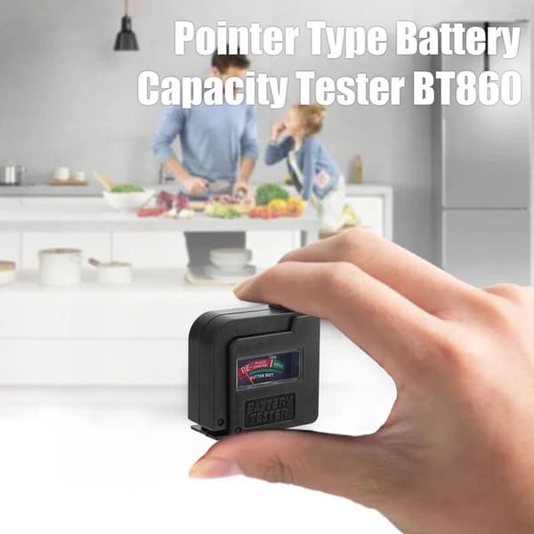 BT860 Bærbar, let, universel batterispændingstester til 1,5V/AA/AAA/9V knapcellebatterier