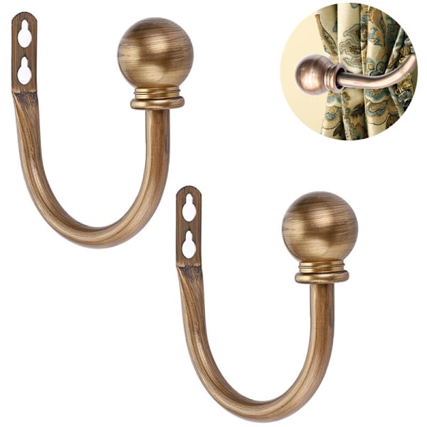 Runda gardinändar Dekorativa väggmonterade gardinkrokar Gardinkuländekrokar 2-pack Borstad nickel U-krokar