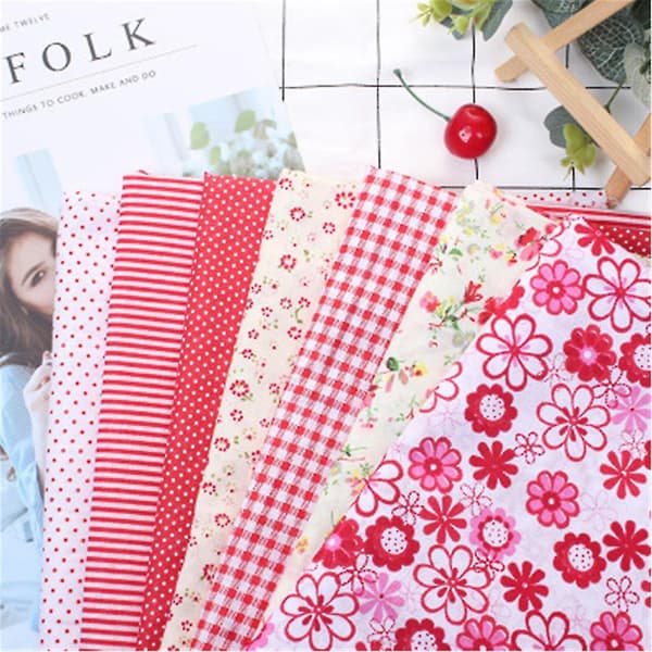 7-pack Bomullstyg för Hantverk, Patchwork-Kvadrater, Quiltning, Syprojekt, DIY