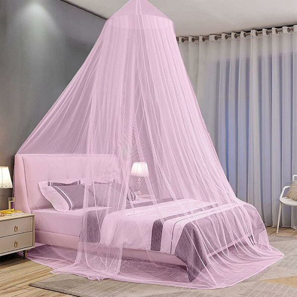 Myggenet til seng, Voksen Pige Seng Himlen Pink Tulle, Enkelt Seng Foldbar Myggenet Seng Himlen