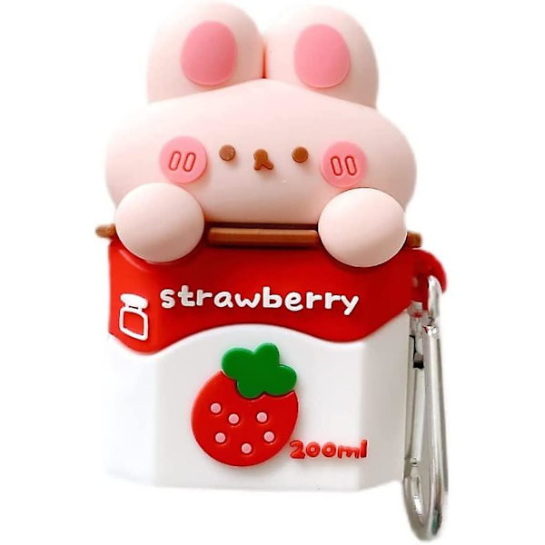 Ultra Tjockt Mjukt Silikonfodral Med Nyckelring För Apple Airpod 3D Cartoon Djur Söt Söt Kawaii Bedårande Barn Flickor Kvinnor Pojkar (för Airpods 1:a / 2:a Generationen)