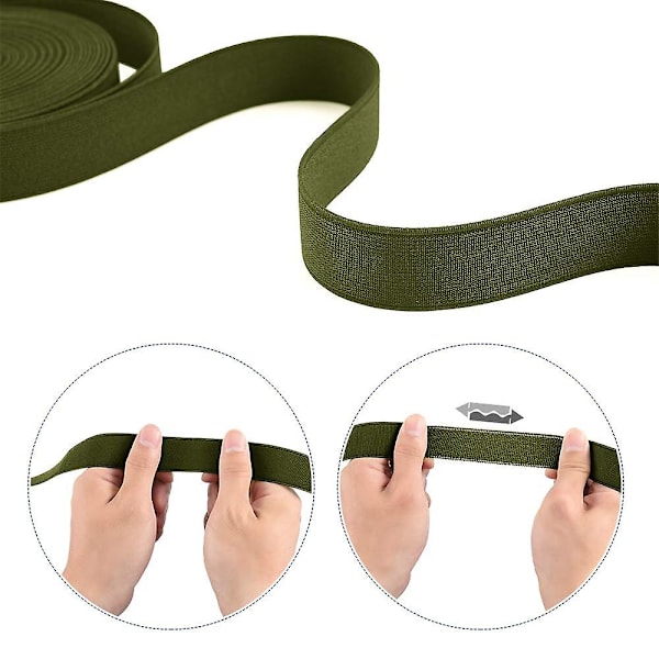Elastisk 1-tums bred tung stretch stickning sy elastisk spole hög elasticitet stickning elastiskt band 6,6 yards, armégrön