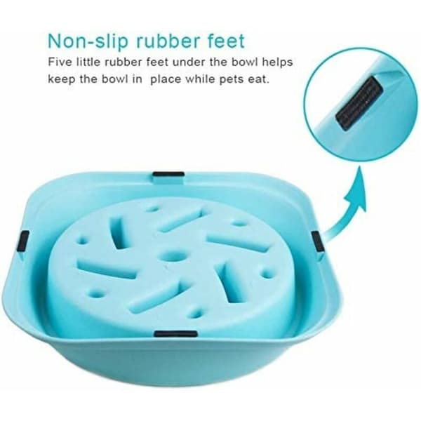 Långsam utfodring hund långsam utfodringsskål halkfri design rolig interaktiv utfodring hundar (blå)