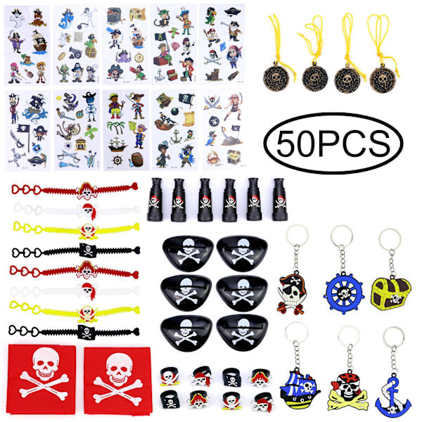 50 st piratring nyckelring piratarmband pirat tatuering