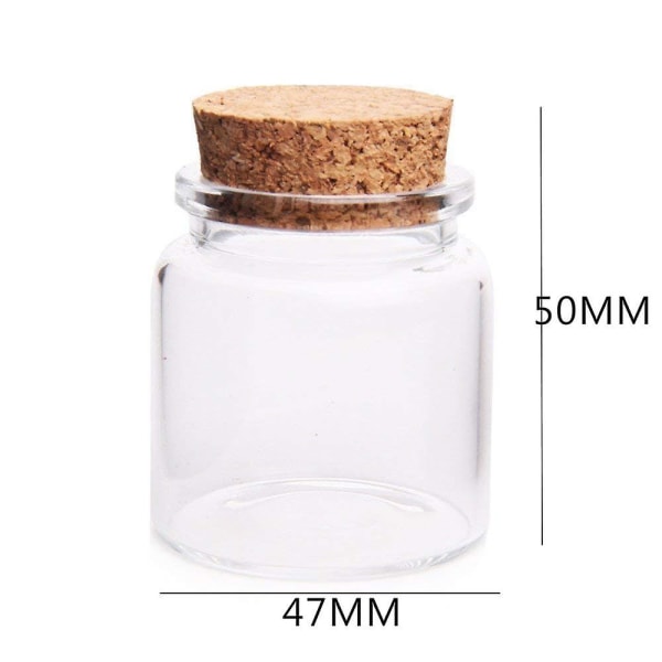 6 st 50 ml 47 mm x 50 mm små glasflaskor med korkproppar små förvaringsburkar för kryddor bröllopsdekorationer