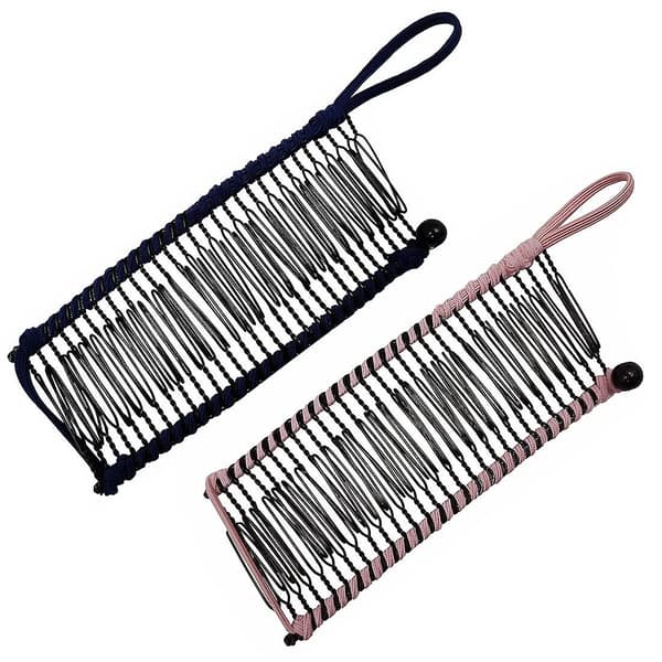 2-pack retro bananahårklämmor elastiska håraccessoarer 30-tandad banankamklämma