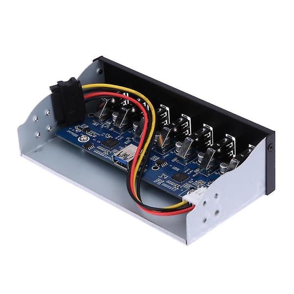 Usb3.0 7-port Usb 3.0 Hub 5.25 Tum Frontpanel Usb Hub Med 19-Pin Kontakt