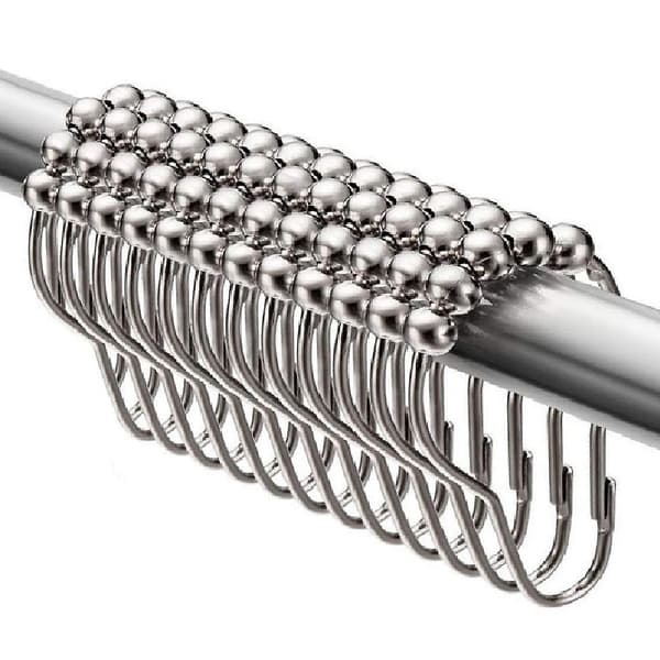 Set med 12 duschdraperikrokar (rostfritt stål, polerad krom, 12-pack)