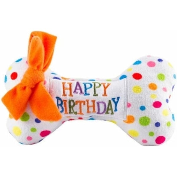 Hund Squeaky Bone Toy, Pet Plush Chew Cake Toy, Söt Hund Katt Plysch Dessert Födelsedagspresent - Ben