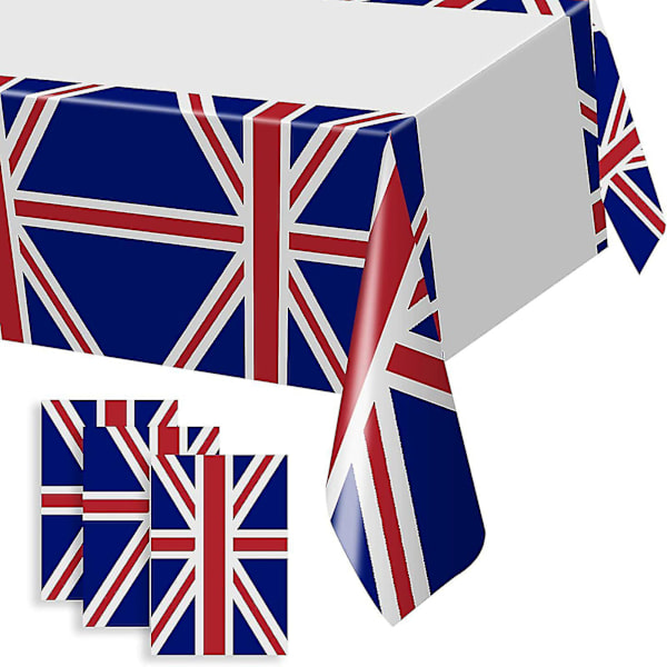 Union Jack Party Tableware Set, Kung Karl III:s Kröningstema Pappers Tallrikar Festartiklar, Bordsduk Festartiklar Dekoration-26（B）