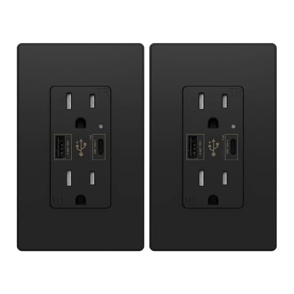 4.8a Usb Typ C Vägguttag Duplex Uttag 15 Amp Tamper Resistant Väggplatta Yo