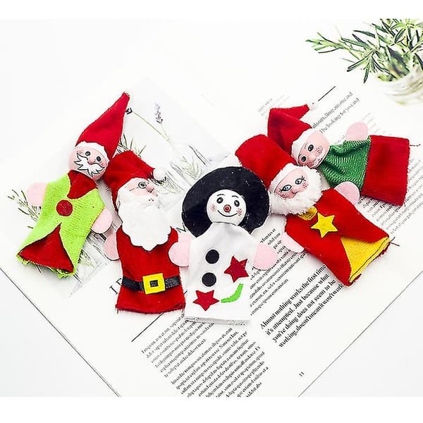 Jul Barnleksaker Tyg Jul Fingerdockor Trä Jultomte Fingerdockor 5st
