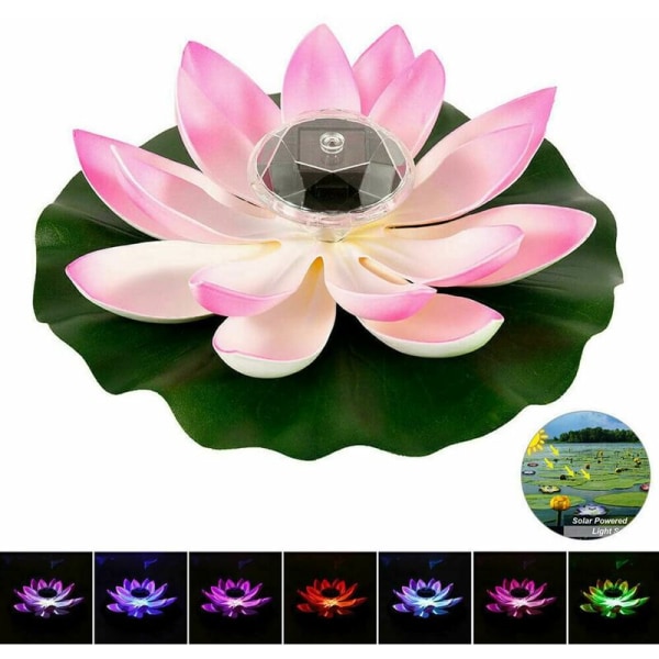 Solar Power LED Lotus Flower Floating Pond Pool Night Light