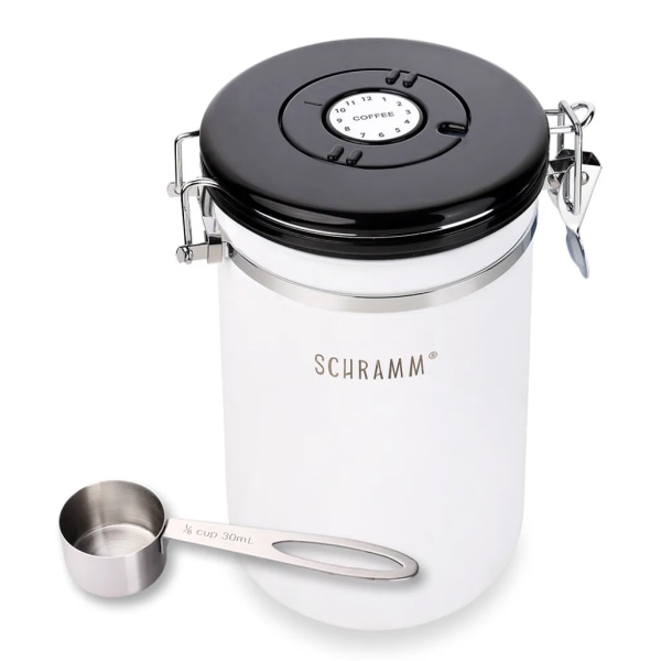 Schramm® kaffeburk 1800 ml i 10 färger med doseringssked Höjd: 19cm Kaffeburkar Kaffeburk av rostfritt stål, färg: matt vit