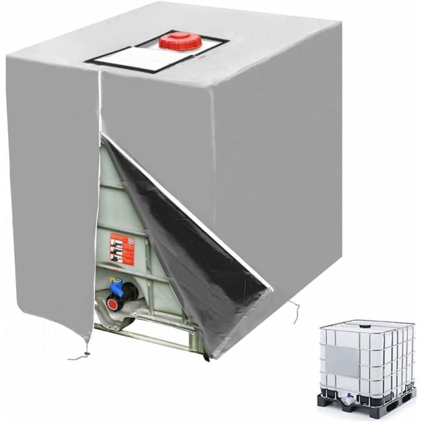 Presenning til 1000L IBC Tank, 210D Vandtankdækning, Anti-UV Anti-Støv IBC Tankbeholderdækning, IBC Tank Beskyttelsesdækning med lynlås (116 x 100 x 120 cm)