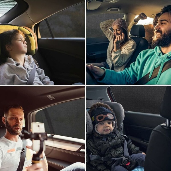 2 stk. Solbeskyttelse til bil, blokerer UV-stråler, (sort) (L)