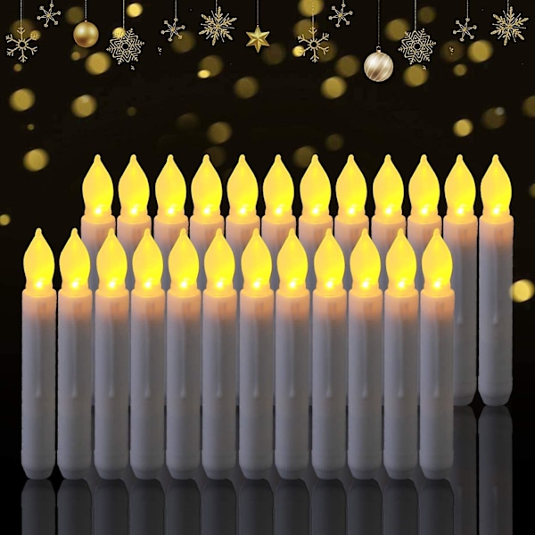 24 delar Led Flameless Taper Candle, varmgul flimrande låga