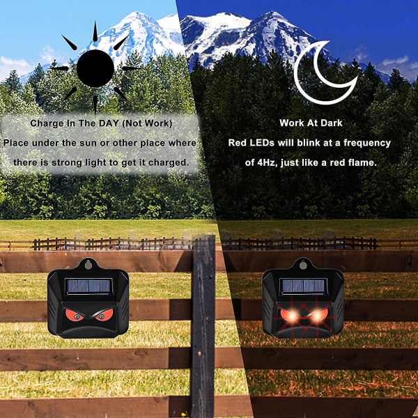 Animal Repeller, Solar Powered Predator Eye Nighttime Animal Avskräckande enheter med röda LED-ljus, Night Guard Animal Repellent skrämmer Coyote Skunk R