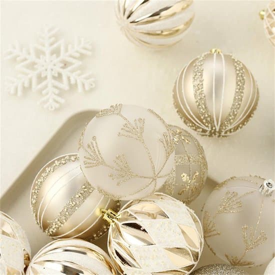 Julkulor 8 cm – Set om 16 – Julkulor i plast – Champagneguld Rood & wit XXS