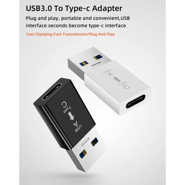 Universal Type-C-sovitin USB 3.0A -muuntimelle OTG-sovitin Thunderbolt 3 Type-C Macbook Pro Airille Samsung S10 S9 USB OTG (musta + valkoinen?)