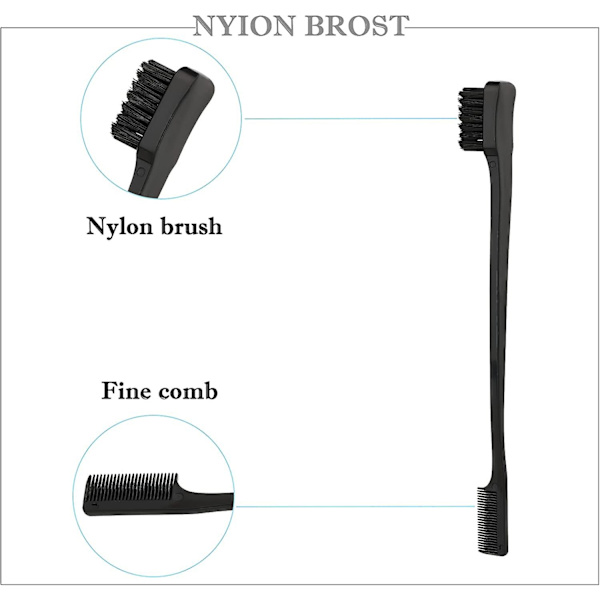 3 stycken fluffig borste + råttsvanskam + dubbelsidig sidoborste (svart)
