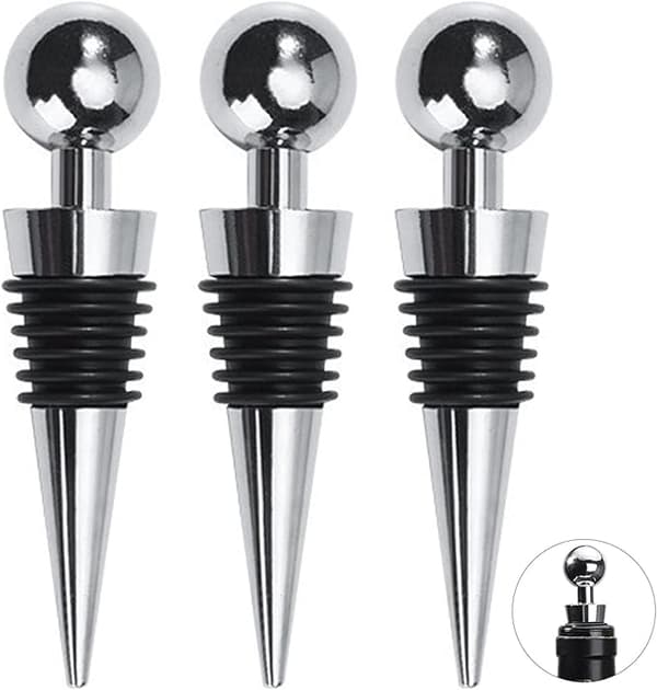 Set med 3 korkar, rostfria proppar för vinsamling