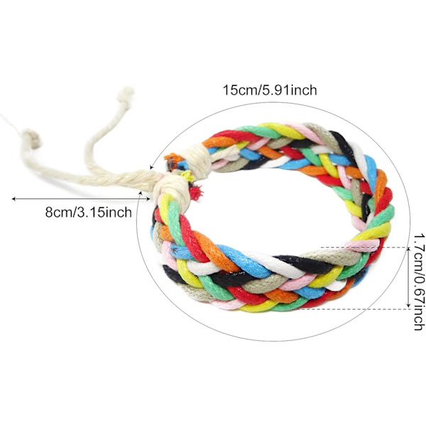 2 st handgjorda justerbara färgglada vänskapsarmband vävda armband