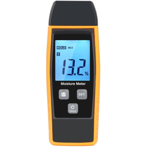 Kosteusmittari, seinä- ja puukosteusmittari, vuotomittari, kosteus, sementtilaasti, vesipitoisuuden ilmaisin LCD-taustavalolla (keltainen)
