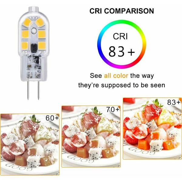 G4 LED 12V 2W Varmvitt 3000K, 200lm, 6-pack Halogenlampor motsvarande G4 10W 20W, ej dimbar, Bi-Pin G4 12V LED AC DC