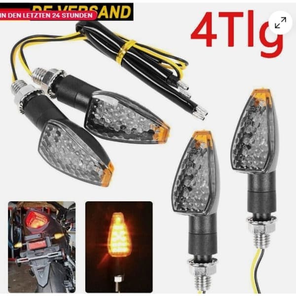 Sæt med 4 12V LED-blinklys til motorcykel, E-godkendte indikatorlys, universelle minilygter til scootere
