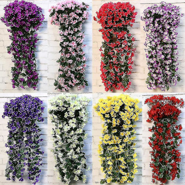 Kronblad hängande konstgjorda blommor, konstgjorda blåregn hängande blommor för bröllop heminredning-1（Vit）