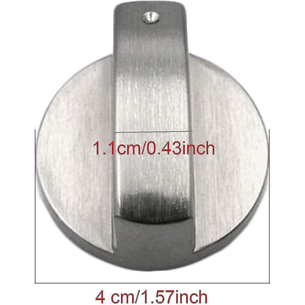 Gasspisknoppar, 4 st, Metall, 6 mm, Silverfärgade, Justeringsknoppar för gasspis