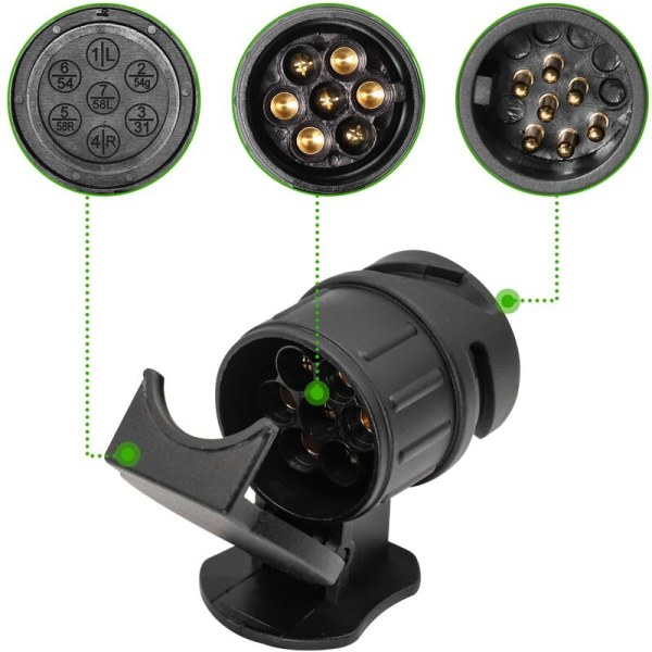 13-polet til 7-polet adapter til trailer 13-polet stik til bil trailer-traktor-campingvogn-cykelholder