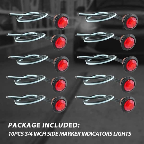 3/4 runde LED-forreste bageste sidemarkeringsindikatorer Vandtæt kuglemarkørlys 12V til bil lastbil (rød)