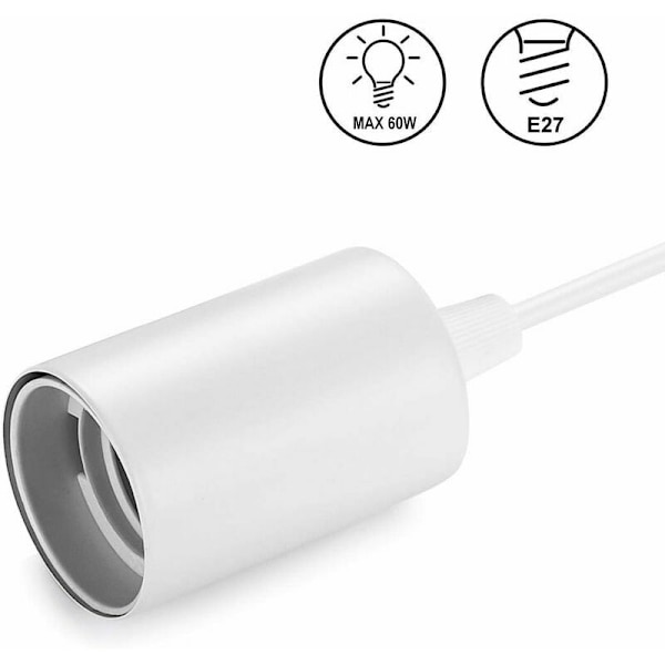 Set med 2 metallhängande lampor E27-sockel med 100 cm kabel, gungsnöre, hängande snöre, vitt