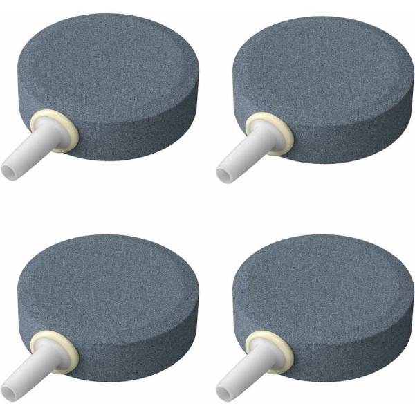 Set of 4 Aquarium 4CM Air Stone Bubble Disc Diffuser Release Tool for Air Pumps Aquariums Buckets Small Ponds and Tanks DWC