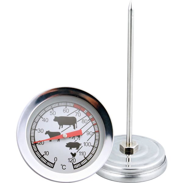 Köttermometer, med symboler för enkel avläsning, rostfritt stål, silver (1 st)