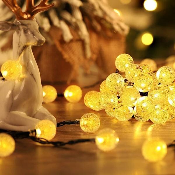 Utomhus Solar Christmas String Lights Warm White 30 LED 6,5 m Solar Ball Utomhus Vattentät Trädgårdsljus Dekoration Thanksgiving Hem Sovrum Yard T