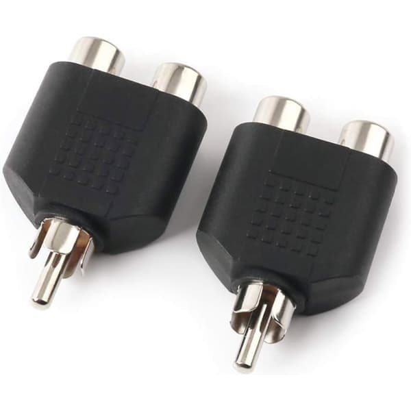 Han til 2 RCA-hun lydstik, RCA M til 2 RCA-hun stereo lydadapter, 2-pak (RCA M-2xRCA F).
