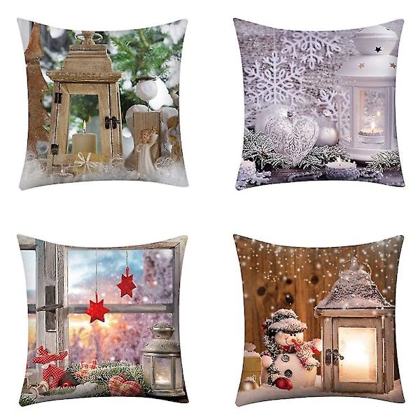 4-pack Tryckt Kuddfodral Polyester Soffa Bil Kuddeöverdrag Heminredning
